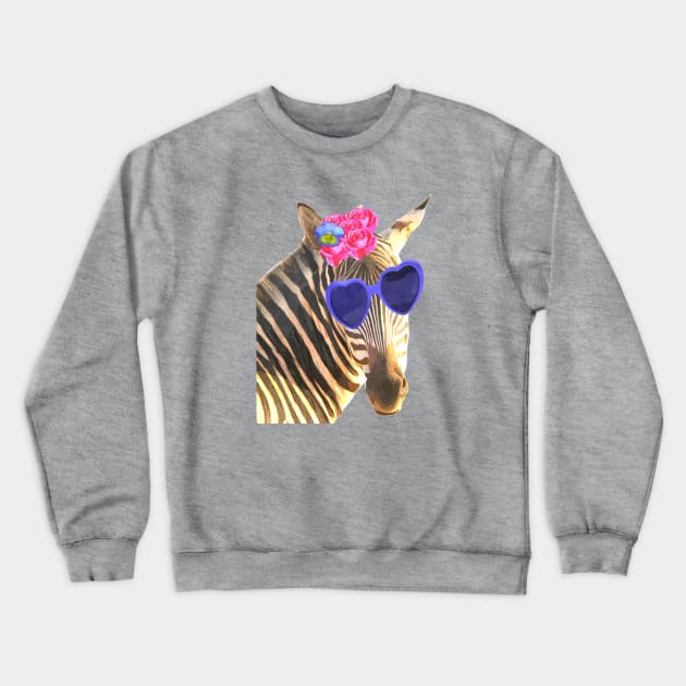 Cute Zebra Illustration Crewneck Sweatshirt by Alemi